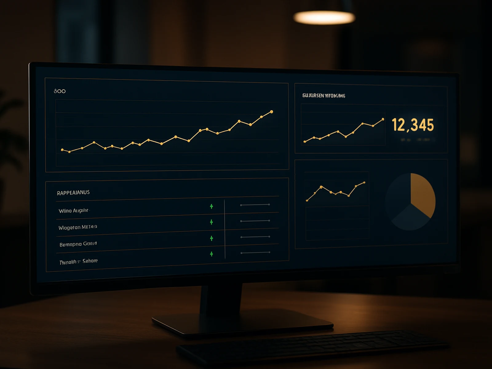 SEO performance dashboard showing keyword positions and organic traffic growth